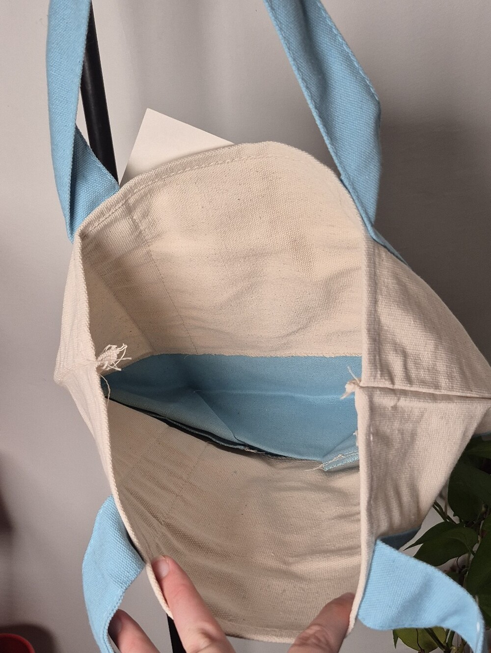 Thr VIRAL Trader Joe's Pastel Blue Canvas Blend Tote Bag